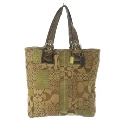 コーチ COACH トートバッグ キャンバス レザー 革 パッチワーク キルティング シグネチャー 茶 ブラウン 10089 /CK25 ■GY11