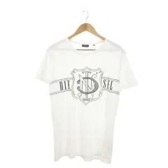 ディーゼル DIESEL Tシャツ カットソー ラウンドネック 丸首 半袖 プリント ロゴ M 白 ホワイト /MN15 ■GY03