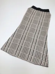 美品 ROYAL PARTY ロイヤルパーティー 千鳥柄 ロング ニット タイト スカート sizeF/白ｘ茶 ◆■レディース