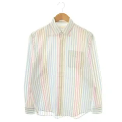 ドゥクラッセ DoCLASSE シャツ 長袖 前開き BD ボタンダウン ストライプ コットン M 白 ピンク 水色 グレー /NR