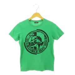 ディーゼル キッズ DIESEL KIDS 半袖Tシャツ クルーネック プリント ロゴ コットン 男の子 ボーイズ 10 140cm 緑 グリーン /AH4 ■GY99