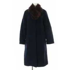 プロポーション ボディドレッシング PROPORTION BODY DRESSING フォックスファーティペット付ノーカラーコート ロング S 紺 ネイビー /AT ■OS