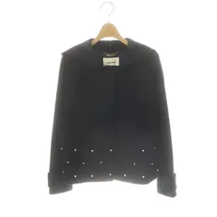 レッセパッセ LAISSE PASSE フェイクパール装飾ショートコート アウター フード 総裏地 アンゴラ混 36 紺 ネイビー /DO ■OSのサムネイル