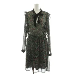 ザラ ベーシック ZARA BASIC シアーワンピース ひざ丈 花柄 シースルー 長袖 M ブラック /NQ