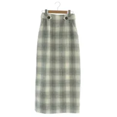 ナチュラルビューティーベーシック NATURAL BEAUTY BASIC オンブレ チェック ナロースカート タイト S 白 ホワイト 緑 グリーン ロング 017-3220005 /AP