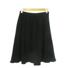 バーバリーブルーレーベル BURBERRY BLUE LABEL フレアスカート ひざ丈 ウール シンプル 36 S 黒 ブラック /AO2 ■GY19