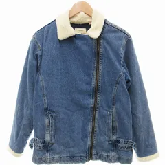 ザラ ZARA kids 中綿デニムジャケット 裏ボア 13-14 164cm 紺 ネイビー 白 ホワイト /OU ■GY39