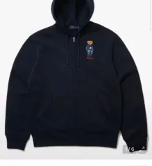 POLO RALPH LAUREN ポロラルフローレン 起毛 クマ プリーズ フード ジップアップ ネイビーM