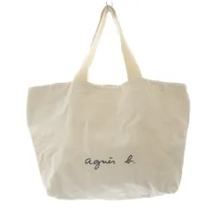 アニエスベー キャンバス トートバッグ ハンドバッグ ロゴ 白