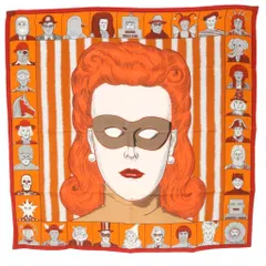 エルメス HERMES スカーフ カレ90 DRESS CODE エルメスのドレスコード ダブルフェイス シルク オレンジ /YO11 ■OH