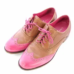 コールハーン COLE HAAN レースアップシューズ ローカット ローヒール ウイングチップ バイカラー レザー 7 茶 ブラウン ピンク /BB