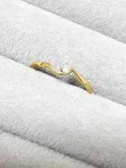 18 Kコーティング　サージカルステンレス ウェーブリング（ゴールド・11号）　指輪