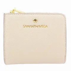 サマンサベガ Samantha Vega 二つ折り財布 コンパクトウォレット L字ファスナー ロゴ PVC ベージュ /GV ■GY18