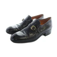 グッチ GUCCI ローファー 革靴 ロゴ レザー スクエアトゥ 40 25cm 黒 ブラック ■GY18 /MQ ■OH