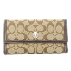 コーチ COACH 長財布 ウォレット 二つ折り シグネチャー キャンバス レザー ベージュ 茶 ブラウン /AE