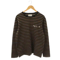 アニエスベー agnes b. アダムエロペ pourADAMETROPE Tシャツ カットソー 長袖 ボーダー柄 XL モカ ブラック /DO