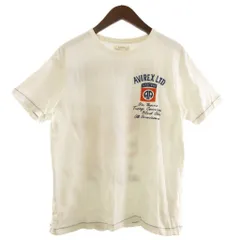 アヴィレックス AVIREX Tシャツ 半袖 クルーネック ロゴ 刺繍 コットン 白 ホワイト M