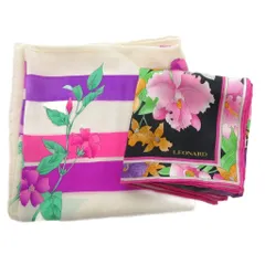 レオナール LEONARD 2点セット スカーフ シルク 総柄 黒 ブラック 白 ホワイト ピンク /AE IBO86