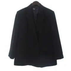 ザラ ZARA 美品 テーラードジャケット ダブル 長袖 M 黒 ブラック