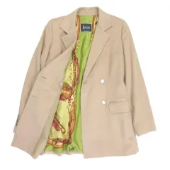 ヘルノ HERNO カシミヤコート 裏地シルク 総柄 ベージュ 42 