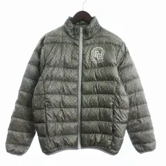 フィラ FILA ダウンジャケット ブルゾン スタンドカラー ジップアップ プリント 総柄 グレー L