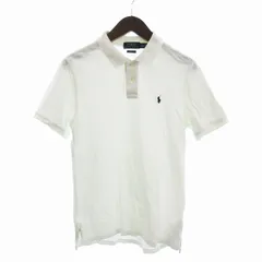 ポロ ラルフローレン POLO RALPH LAUREN ポロシャツ カットソー 半袖 鹿の子 ロゴ刺繍 ポニー コットン 白 ホワイト L ■FF