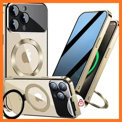 【新品】 【スライドカバー磁気ロック・覗き見防止・新次元の一体型カメラ保護 +CD隠しスタンド】MESTRIEV iPhone 15 Pro 用 ケース 全面保護 Magsafe対応 ランヤードホール付き [本体を再現・マット金属フレーム ] 縦横両対応  0