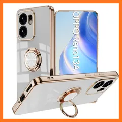 【新品】 【Yikasina】 OPPO Reno13 A ケース リング付き おしゃれ スマホケース オッポ リノ13 a ケース かわいい 人気 車載ホルダー スタンド機能 シンプル (ホワイト) 0