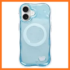 【新品】 iFace スマホケース iPhone 17 対応 BeBling 2 MagSynq (ブルー) MagSafe対応 【 耐衝撃 透明 シルバー ストラップホール付き 縁高 ウルウル キラキラ 】 0