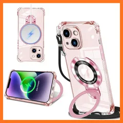 【新品】 iPhone 14 用 ケース iPhone 13 用 ケース クリア MagSafe対応 リング付き ネック ショルダー アイフォン14 / 13 縄掛けケース 透明 肩掛け 斜めかけ 韓国 可愛い 縄掛け カバー 丸型スタンド付き マグネット搭載