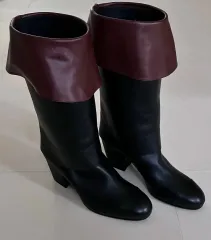 CHANEL シャネル ロングブーツ 39C ブラック/バーガンディ