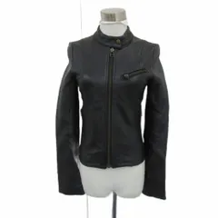 デュラス DURAS ライダースジャケット 革ジャン ラムレザー 本革 F 黒 ブラック スタンドカラー ジップアップ ショート丈 /YS10 ■GY58