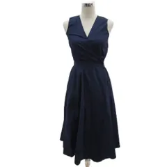 アンデミュウ Andemiu ワンピース F 紺 ネイビー Vネック ノースリーブ ラップデザイン ロング丈 /YS11 ■GY58