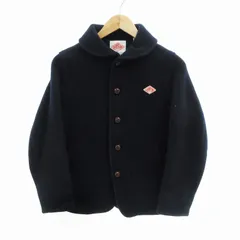 ダントン DANTON ウールモッサコート ジャケット ロゴ パッチ くるみボタン ショート丈 34 紺 ネイビー 17A-SL-001 /HO□ 0425 ■GY12
