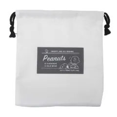 スヌーピー[きんちゃく]マチ付き巾着袋/シンプルロゴ B柄 ピーナッツ 