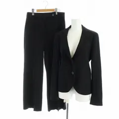 エンポリオアルマーニ EMPORIO ARMANI スーツ セットアップ 上下 テーラードジャケット パンツ スラックス シングル 総裏地 裏地ドット ロゴ 長袖 ジップフライ ストライプ 42 L 黒 ブラック ■GY19 /MQ