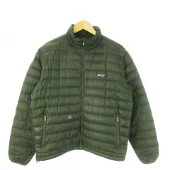 パタゴニア Patagonia ダウンジャケット スタンドカラー ジップアップ ロゴ アウトドア M 緑 カーキ /AO12 ■GY35
