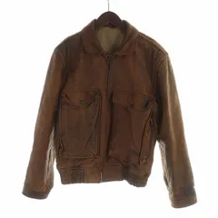 A2 レザー フライト ジャケット ブルゾン ミリタリー 中綿 羊革 ジップアップ 茶 ブラウン ■GY18 /MQ