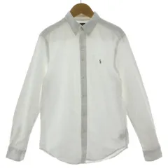 ポロ ラルフローレン POLO RALPH LAUREN ボタンダウンシャツ ポニー刺繍 長袖 コットン混 ホワイト 白 L(14-16)