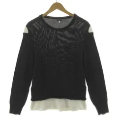 アルマーニ ジーンズ ARMANI JEANS レイヤード風カットアウトコットンニット Z6W05TG-E5 イタリア製 ネイビー 紺 オフ白 Mのサムネイル