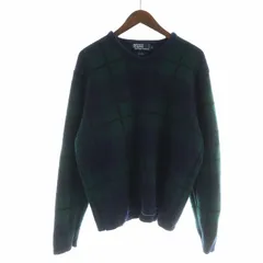 ポロ バイ ラルフローレン Polo by Ralph Lauren ヴィンテージ ニット セーター 長袖 ブラックウォッチ チェック L 緑 グリーン ■GY18 /MQ