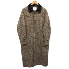 フリークスストア FREAKS STORE ステンカラーコート ジャケット ロング 千鳥格子 コーデュロイ 茶 ブラウン 約L  ■YHS12
