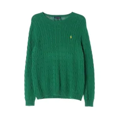 ポロラルフローレン ケーブル編み クルーネック ニット セーター グリーン XL