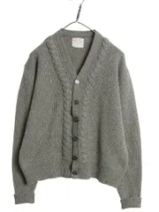 【お得なクーポン配布中!】 60s ニット カーディガン メンズ M 小さめ S 程 ヴィンテージ ウール セーター 前開き 重ね着 ケーブル 洗濯可能 シンプル トップス カーキ