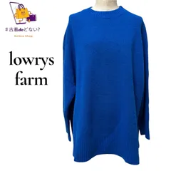 ローリーズファーム LOWRYS FARM チュニック丈 ニット セーター ロイヤルブルー 青 フリーサイズ オーバーサイズ ゆるだぼ 美品 鮮やか ビビッドカラー クルーネック 軽い 暖かい レディース カジュアルレイヤード スリット 無地 シンプル