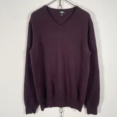 UNIQLO Vネックニットセーター カシミヤ Cashmere100% 紫パープル系 Mサイズ