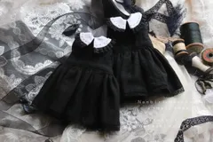 No.A184 ブライス blythe 刺繍えりの黒色ワンピース アウトフィット
