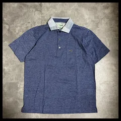 Crocodile 配色襟 ボーダーポロシャツ 半袖 ワニ刺繍 きれいめ カジュアル メンズ S