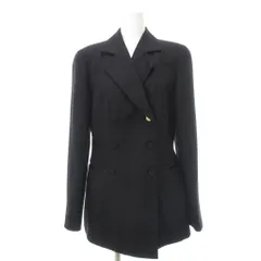 ジョルジオアルマーニ GIORGIO ARMANI テーラードジャケット ダブルブレスト カシミヤ 42 黒 ブラック /UO ■GY18