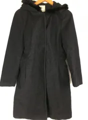 KUMIKYOKU ラビットファー付き ウールロングコート レディース ブラック 3052202512200004